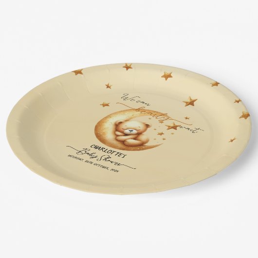 我々は良く待つことができる可愛いベビークマ赤ちゃんシャワー ペーパープレート (アングル)