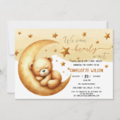 我々は良く待つことができる可愛いベビークマ赤ちゃんシャワー 招待状 (正面)