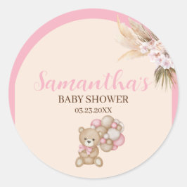 我々は良く待つことができる女の子の赤ちゃんシャワーステッカー ラウンドシール