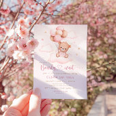 我々は良く待つことができる女の子テディベア赤ちゃんシャワー 招待状