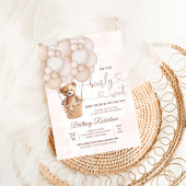 我々は良く待つことができる女の子テディベア赤ちゃんシャワー 招待状