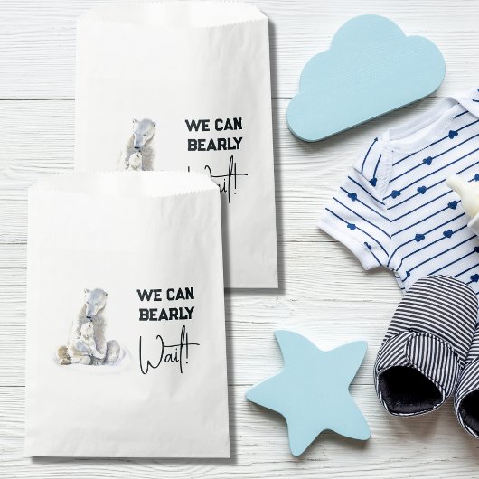 我々は良く待つことができる極熊の冬の赤ちゃんシャワー フェイバーバッグ