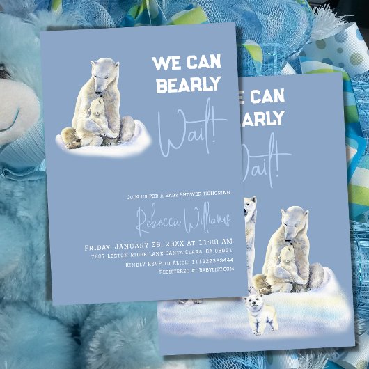 我々は良く待つことができる極熊の冬の赤ちゃんシャワー 招待状