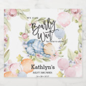 我々は良く待つことができる男の子テディベア赤ちゃんシャワー スパークリングワインラベル (シングルラベル)