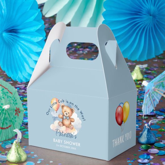 我々は良く待つことができる男の子テディベア赤ちゃんシャワー フェイバーボックス (パーティー)