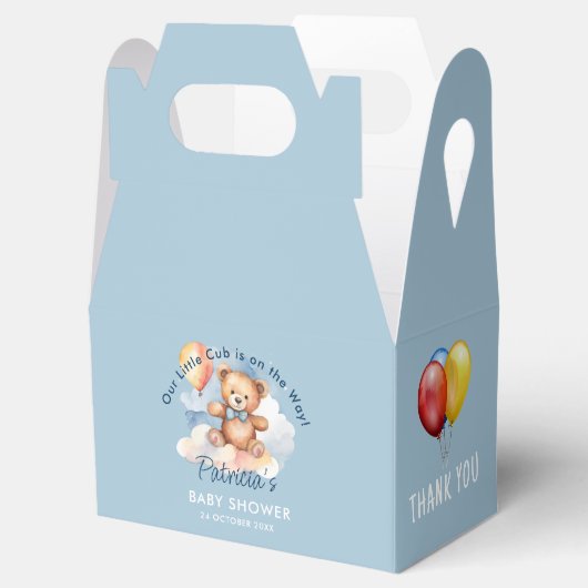 我々は良く待つことができる男の子テディベア赤ちゃんシャワー フェイバーボックス (オープン)