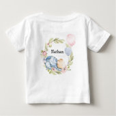 我々は良く待つことができる男の子テディベア赤ちゃんシャワー ベビーTシャツ (裏面)