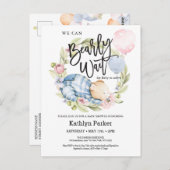 我々は良く待つことができる男の子テディベア赤ちゃんシャワー ポストカード (正面/裏面)