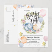 我々は良く待つことができる男の子テディベア赤ちゃんシャワー ポストカード (正面/裏面)