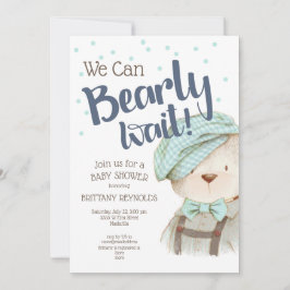 我々は良く待つことができる男の子テディベア赤ちゃんシャワー 招待状