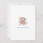 我々は良く待つことができる男の子テディベア赤ちゃんシャワー 招待状 (裏面)