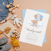 我々は良く待つことができる男の子テディベア赤ちゃんシャワー 招待状