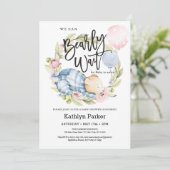 我々は良く待つことができる男の子テディベア赤ちゃんシャワー 招待状 (スタンド正面)