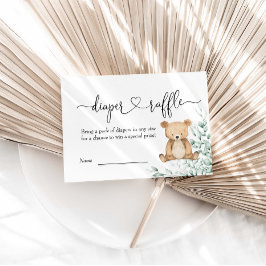 我々は良く待つことができる緑のクマおむつラッフル エンクロージャーカード