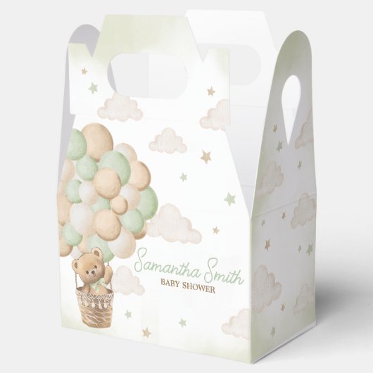 我々は良く待つことができる緑のクマ赤ちゃんシャワー フェイバーボックス (オープン)