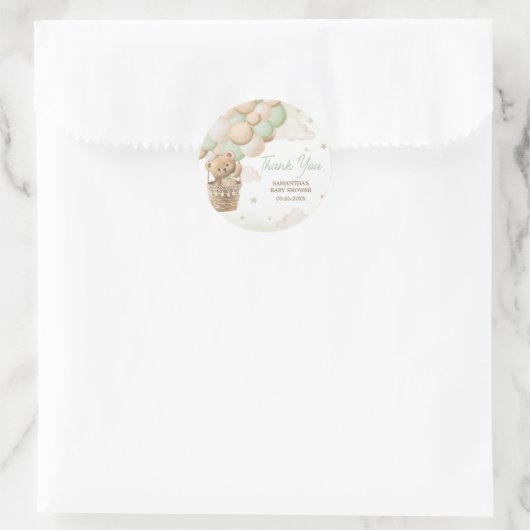 我々は良く待つことができる緑のクマ赤ちゃんシャワー ラウンドシール (バッグ)