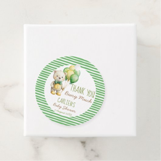 我々は良く待つことができる緑のテディベア赤ちゃんシャワー フェイバータグ (インサイチュ)