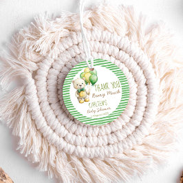 我々は良く待つことができる緑のテディベア赤ちゃんシャワー フェイバータグ