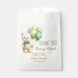 我々は良く待つことができる緑のテディベア赤ちゃんシャワー フェイバーバッグ