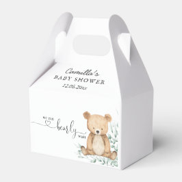 我々は良く待つことができる緑のテディベア赤ちゃんシャワー フェイバーボックス