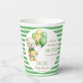 我々は良く待つことができる緑のテディベア赤ちゃんシャワー 紙コップ (裏面)