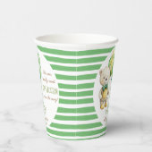 我々は良く待つことができる緑のテディベア赤ちゃんシャワー 紙コップ (右)