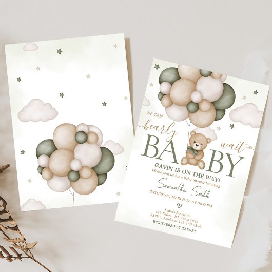 我々は良く待つことができる緑のボホ赤ちゃんシャワー 招待状