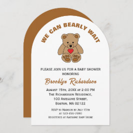 我々は良く待つことができる茶色のテディベア赤ちゃんシャワー 招待状