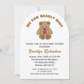 我々は良く待つことができる茶色のテディベア赤ちゃんシャワー 招待状 (正面)