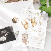 我々は良く待つことができる金ゴールドバルーン星ベビーシャワー 招待状