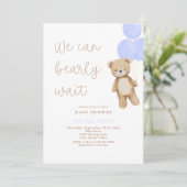 我々は良く待つことができる青いバルーン赤ちゃんシャワー 招待状 (スタンド正面)