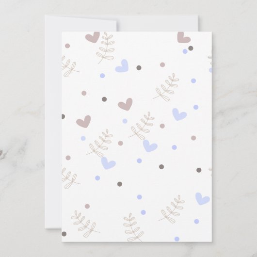 我々は良く待つことができる青いバルーン赤ちゃんシャワー 招待状 (裏面)