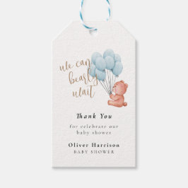 我々は良く待つことができる青い気球の赤ちゃんシャワー ギフトタグ