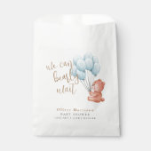 我々は良く待つことができる青い気球の赤ちゃんシャワー フェイバーバッグ (正面)