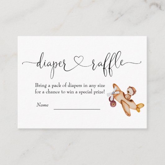 我々は良く待つことができる飛行機おむつラッフルを負担する エンクロージャーカード (正面)