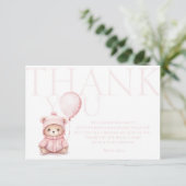 我々は良く待つことができピンクベアーベビーシャワーありがとう サンキューカード (スタンド正面)