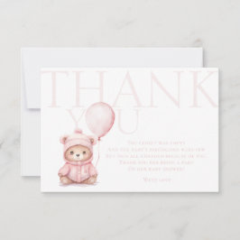 我々は良く待つことができピンクベアーベビーシャワーありがとう サンキューカード