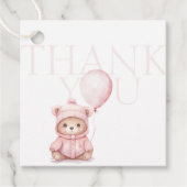 我々は良く待つことができピンクベアーベビーシャワーありがとう フェイバータグ (正面)