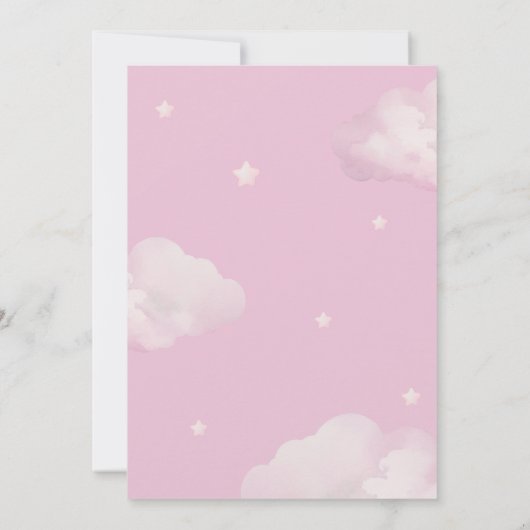 我々は良く待つ女の子の気球の赤ちゃんシャワー 招待状 (裏面)