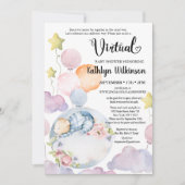 我々は良く待つ男の子の仮想の赤ちゃんシャワー 招待状 (正面)