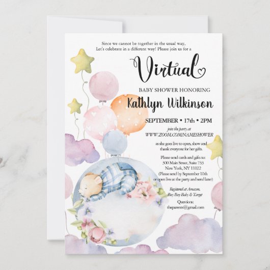 我々は良く待つ男の子の仮想の赤ちゃんシャワー 招待状 (正面)