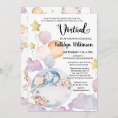 我々は良く待つ男の子の仮想の赤ちゃんシャワー 招待状 (正面/裏面)