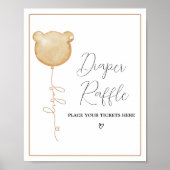 我々は茶色のバルーンおむつラッフルを待つことができる ポスター (正面)