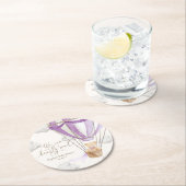 我々は薄紫テディベア赤ちゃんシャワーを心待ちできる ラウンドペーパーコースター (インサイチュ)