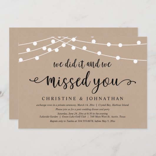 我々は行った、我々は恋しく思お前の結婚駆け落ち 招待状 (正面/裏面)