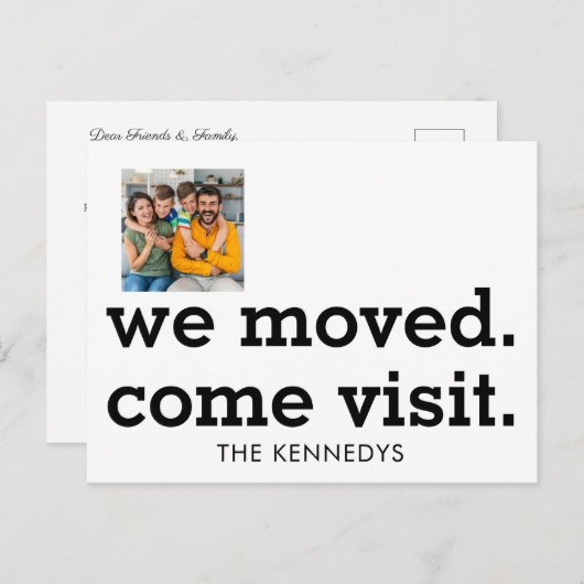 我々は訪問来タイポグラフィ写真ニューホーム 案内ポストカード (正面/裏面)