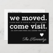 我々は訪問来タイポグラフィ白黒移動 案内ポストカード (正面/裏面)