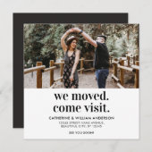 我々は訪問来写真タイポグラフィ移シンプル動 案内状 (正面/裏面)