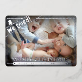 我々は試みた |クリスマスおもしろい。 |横向き写真かわいい 箔シーズンカード (正面)