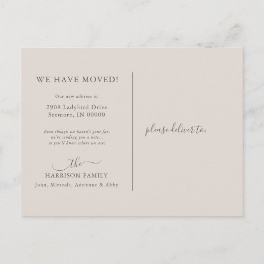 我々は買新しい家のクリーム&ティール(緑がかった色)発表 案内ポストカード (裏面)